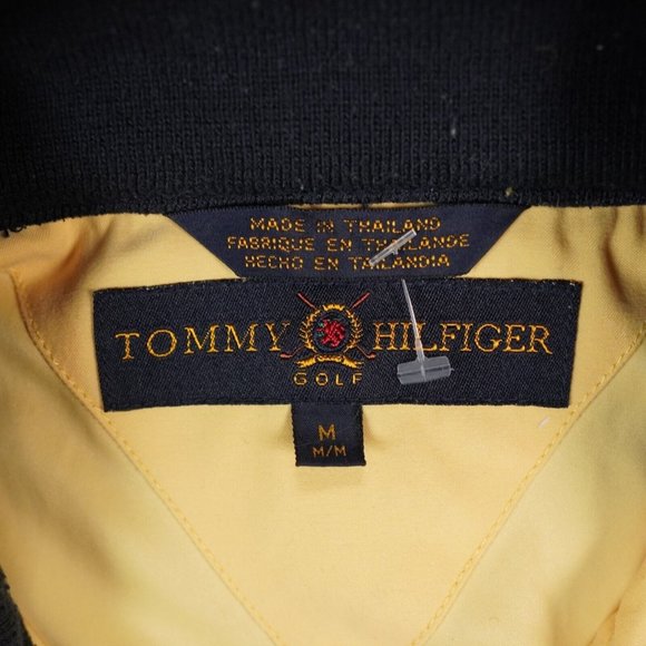 VTG Tommy Hilfiger Golf Jacket Mens M Yellow Langley Airforce Base Eaglewood GC - Picture 5 of 13